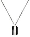 yz [i Tbg Y lbNXE`[J[Ey_ggbv ANZT[ Men's Two-Tone Stainless Steel Dog Tag Pendant Necklace Silver