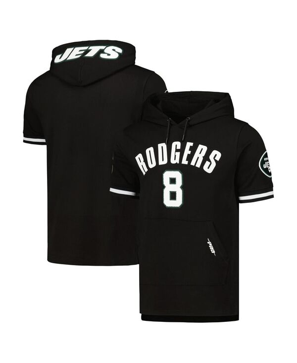 【送料無料】 プロスタンダード メンズ Tシャツ トップス Men 039 s Aaron Rodgers Black New York Jets Player Name and Number Hoodie T-shirt Black