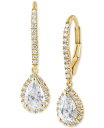 yz obWF[~VJ fB[X sAXECO ANZT[ Lab Grown Diamond Pear & Round Halo Leverback Drop Earrings (1-1/4 ct. t.w.) in 14k White Yellow or Rose Gold Yellow Gold