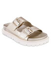 yz ~A fB[X T_ V[Y Women's Gen Double Buckle Flat Slide Sandals Gold