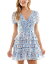 【送料無料】 シティー スタジオ レディース ワンピース トップス Juniors' Floral-Print Ruffled Fit & Flare Dress Blue/peach