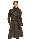 【送料無料】 ダナ キャラン ニューヨーク レディース ジャケット・ブルゾン アウター Women's Asymmetrical Belted Funnel-Neck Wool Blend Coat Loden