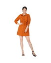  スタンダーズ アンド プラクティス レディース ワンピース トップス Women's Ruched Front Buttoned Down Mini Shirt Dress Dark orange