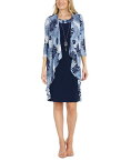 【送料無料】 アールアンドエムリチャーズ レディース ワンピース トップス Women's Flyaway-Airbrush Puff-Print Jacket & Necklace Dress Navy/Denim