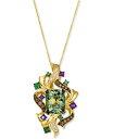 【送料無料】 ル ヴァン レディース ネックレス・チョーカー・ペンダントトップ アクセサリー Crazy Collection&reg; Multi-Gemstone (5-1/5 ct. t.w.) & Diamond (1/2 ct. t.w.) Cluster Pendant Necklace in 14k Gold 18