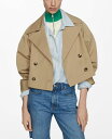 【送料無料】 マンゴ レディース ジャケット・ブルゾン アウター Women s Lapels Detail Cropped Trench Coat Light Beig