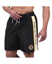 yz J[ oNX Y n[tpcEV[c  Men's Black Boston Bruins Streamline Volley Swim Trunks Black