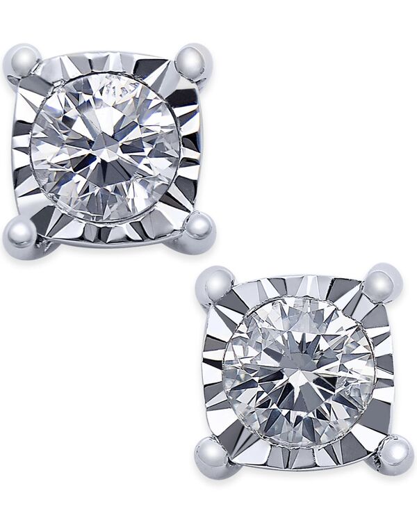 yz gD[~N fB[X sAXECO ANZT[ Square Diamond Stud Earrings (1/4 ct. t.w.) in 14k White Gold No Color