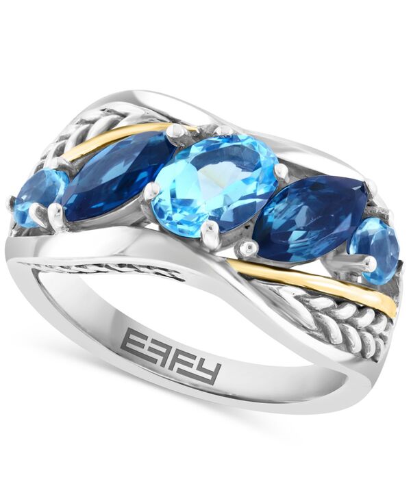 yz GtB[ fB[X O ANZT[ EFFY&reg; Blue Topaz (3 ct. t.w.) Ring in Sterling Silver & 18k Gold-Plate Blue Topaz