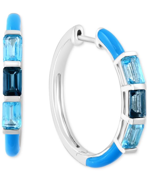 yz GtB[ fB[X sAXECO ANZT[ EFFY&reg; Blue Topaz (1-7/8 ct. t.w.) & Blue Enamel Small Hoop Earrings in Sterling Silver 0.95