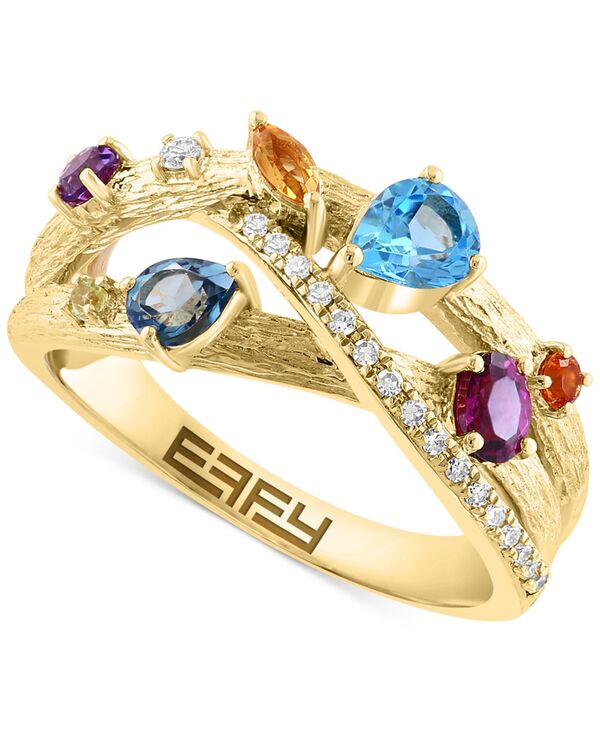 【送料無料】 エフィー レディース リング アクセサリー EFFY&reg; Multi-Gemstone (1-1/10 ct. t.w.) & Diamond (1/10 ct. t.w.) Crossover Ring in 14k Gold Yellow Gold