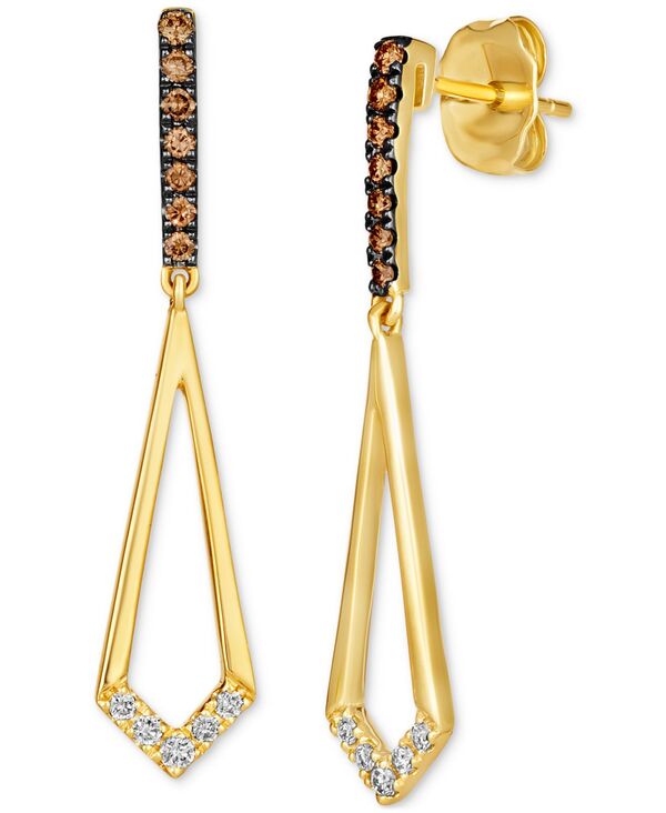 yz  @ fB[X sAXECO ANZT[ Chocolate Diamond & Nude Diamond Open Drop Earrings (1/5 ct. t.w.) in 14k Gold 14K Honey Gold Earrings