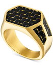 楽天ReVida 楽天市場店【送料無料】 エスクァイア メンズ リング アクセサリー Black & Blue Carbon Fiber Beveled Ring （Also in Black & Gold Carbon Fiber） Gold-Tone