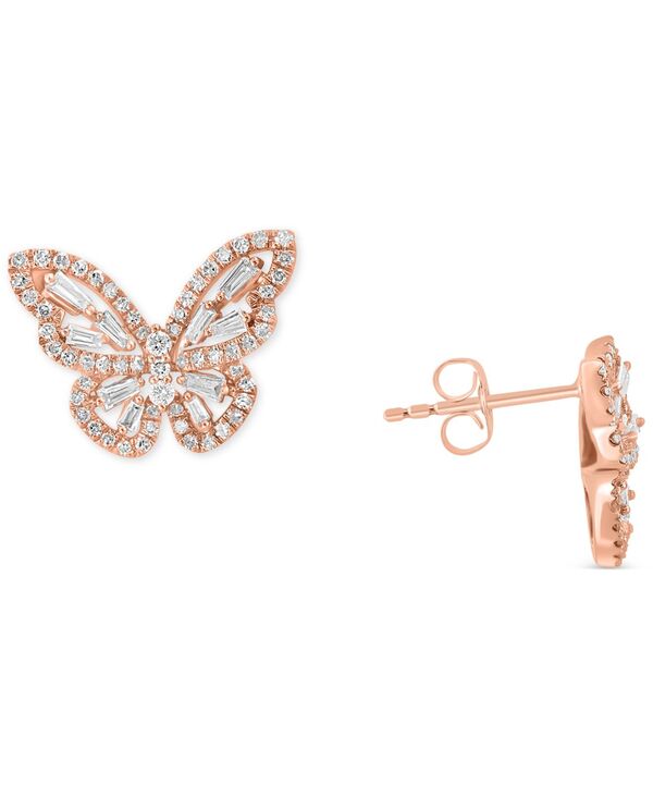 yz GtB[ fB[X sAXECO ANZT[ EFFY&reg; Diamond Butterfly Stud Earrings (5/8 ct. t.w.) in 14k Rose Gold 14K Rose Gold