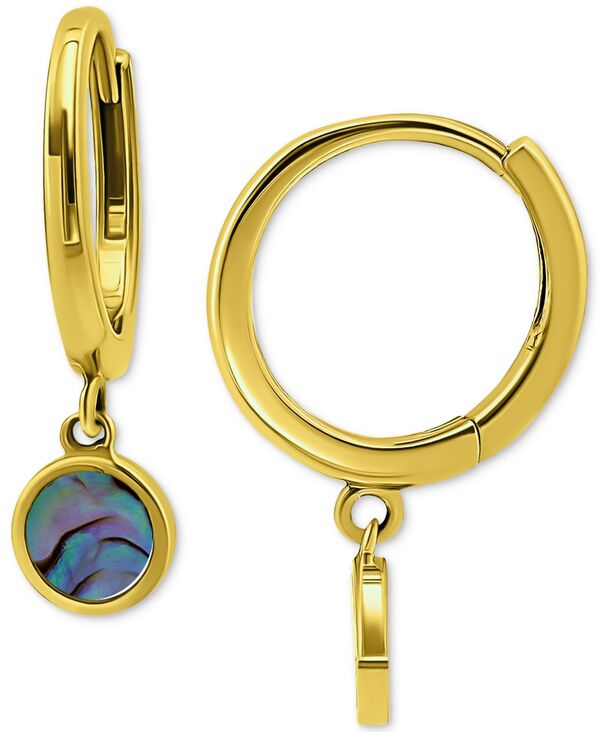 yz W[j xj[j fB[X sAXECO ANZT[ Abalone Disc Dangle Hoop Drop Earrings in 18k Gold-Plated Sterling Silver Abalone