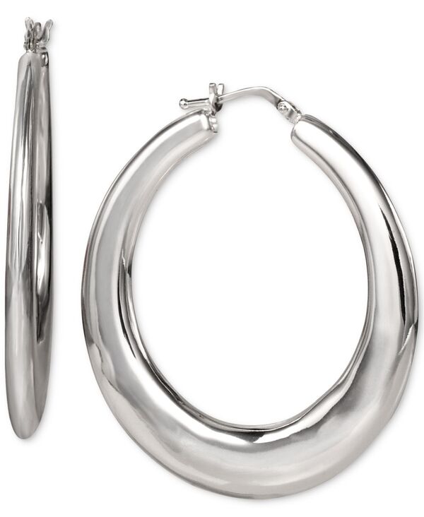 yz W[j xj[j fB[X sAXECO ANZT[ Polished Graduated Oval Medium Hoop Earrings in Sterling Silver Silver
