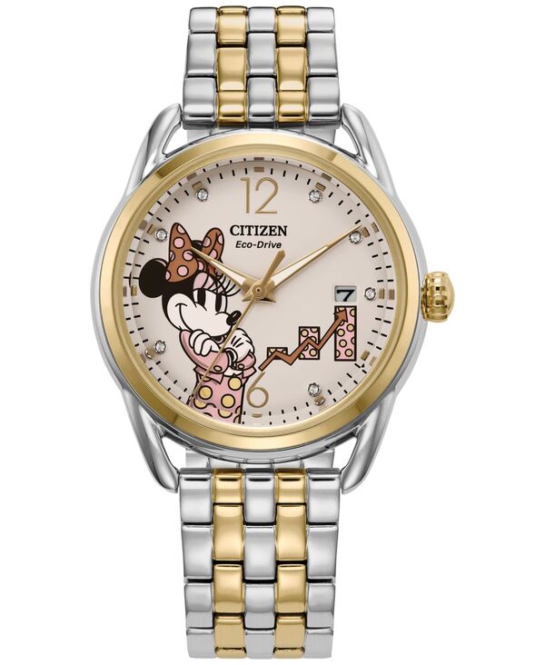 ディズニー 【送料無料】 シチズン レディース 腕時計 アクセサリー Eco-Drive Women's Disney Empowered Minnie Mouse Two-Tone Stainless Steel Bracelet Watch 36mm No Color