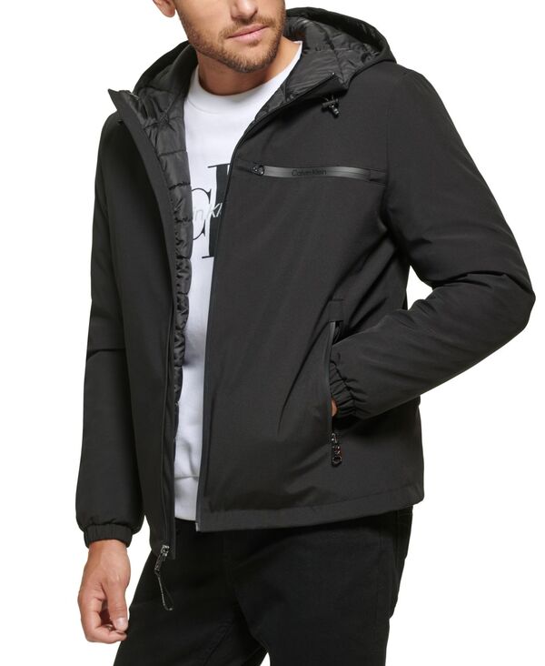 【送料無料】 カルバンクライン メンズ ジャケット・ブルゾン アウター Men's Infinite Stretch Water-Resistant Hooded Jacket Black