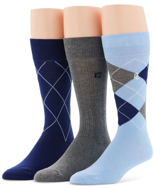 楽天ReVida 楽天市場店【送料無料】 ペリーエリス メンズ 靴下 アンダーウェア Men's 3-Pk. Argyle Dress Socks Blue Assorted