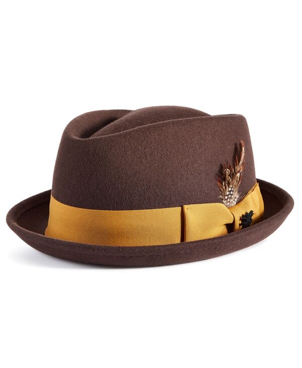 【送料無料】 ステイシーアダムス メンズ 帽子 アクセサリー Men's Diamond-Crown Wool Pork Pie Hat Brown