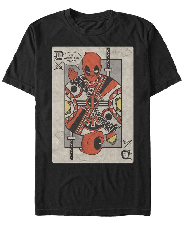 真っ黒　トランプ 【送料無料】 フィフスサン メンズ Tシャツ トップス Marvel Men's Comic Collection Deadpool Playing Card Tacos Short Sleeve T-Shirt Black