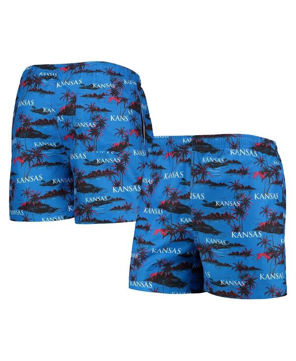 【送料無料】 フォコ メンズ ハーフパンツ・ショーツ 水着 Men's Royal Kansas Jayhawks Island Palm Swim Trunks Royal