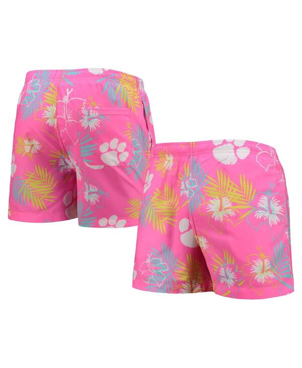 【送料無料】 フォコ メンズ ハーフパンツ・ショーツ 水着 Men's Pink Clemson Tigers Neon Floral Swim Trunks Pink