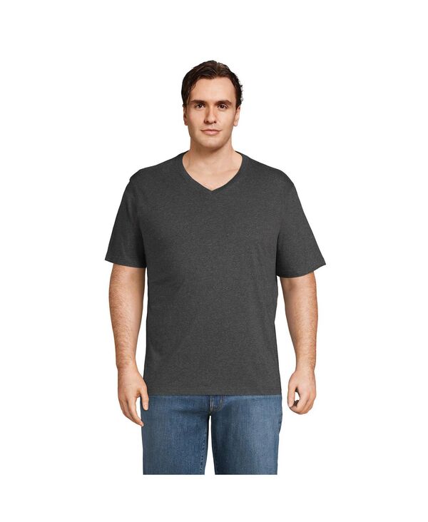 【送料無料】 ランズエンド メンズ Tシャツ トップス Big & Tall Super-T Short Sleeve V-Neck T-Shirt Dark charcoal heather