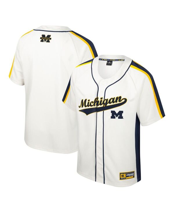 【送料無料】 コロシアム メンズ シャツ トップス Men's Cream Distressed Michigan Wolverines Ruth Button-Up Baseball Jersey Cream