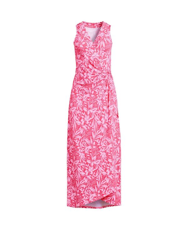 【送料無料】 ランズエンド レディース ワンピース トップス Petite Sleeveless Tulip Hem Maxi Dress Rouge pink graphic floral