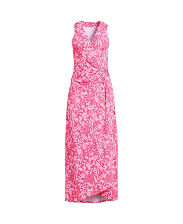 【送料無料】 ランズエンド レディース ワンピース トップス Women 039 s Sleeveless Tulip Hem Maxi Dress Rouge pink graphic floral