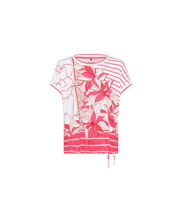  オルセン レディース シャツ トップス Women's Short Sleeve Mixed Print Embellished T-Shirt containing LENZING ECOVERO Viscose Paradise pink