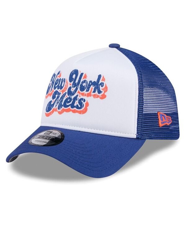 ニューヨークハット 帽子 レディース 【送料無料】 ニューエラ レディース 帽子 アクセサリー Women's White/Royal New York Mets Throwback Team Foam Front A-Frame Trucker 9Forty Adjustable Hat White Roya