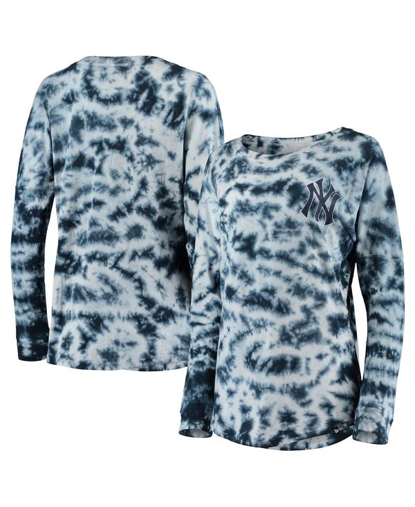 yz j[G fB[X TVc gbvX Women's Navy New York Yankees Tie-Dye Long Sleeve T-shirt Navy