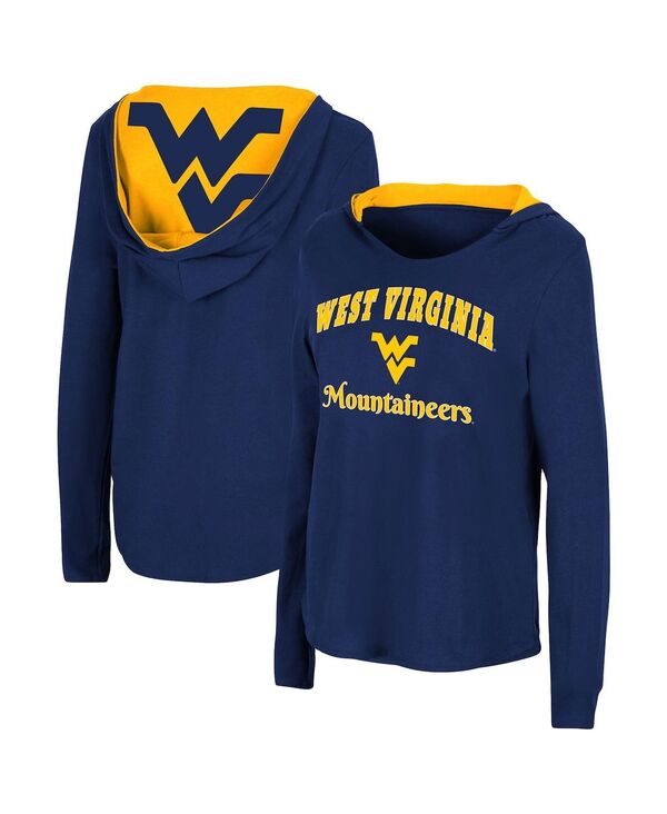 yz RVA fB[X TVc gbvX Women's Navy West Virginia Mountaineers Catalina Hoodie Long Sleeve T-Shirt Navy