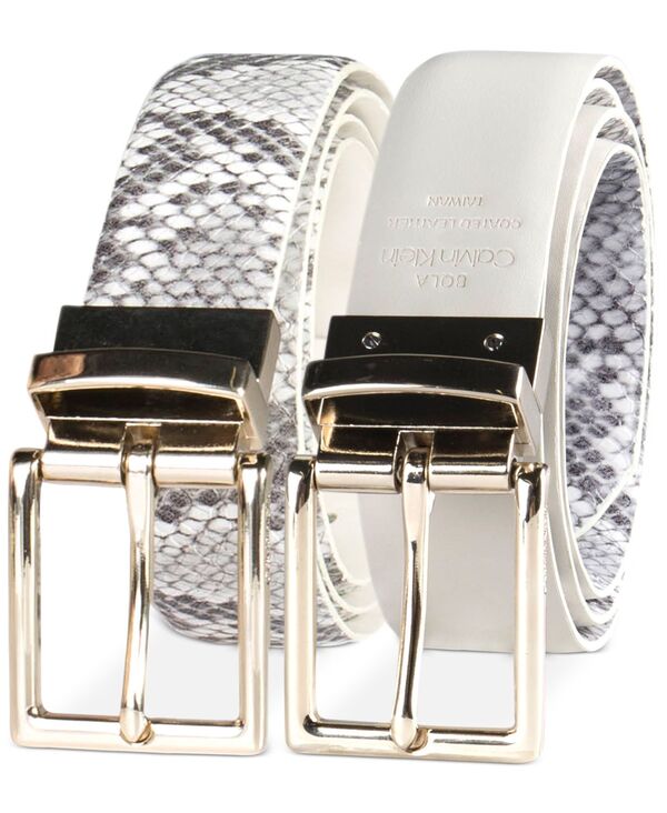 【送料無料】 カルバンクライン レディース ベルト アクセサリー Women's Reversible Leather Pant Belt Grey/white