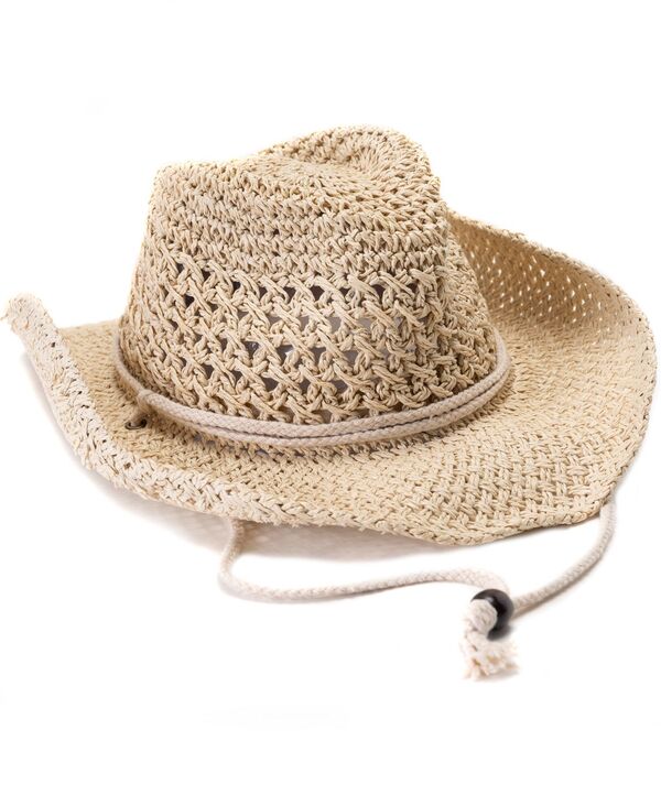  ヴィンスカムート レディース 帽子 アクセサリー Crochet Straw Cowboy Hat with Chin Strap Light Natural
