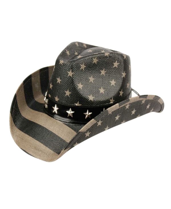 【送料無料】 エポックハットカンパニー レディース 帽子 アクセサリー Angela William Black American Flag Cowboy Hat with Star Studs Black