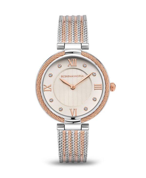 【送料無料】 ビーシービージーマックスアズリア レディース 腕時計 アクセサリー Women s 2 Hands Two Tone Stainless Steel Mesh Watch 32 mm Multi