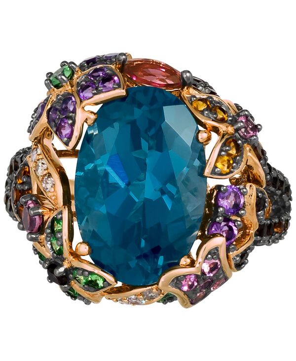 【送料無料】 ル ヴァン レディース リング アクセサリー Multi-Gemstone (7-3/4 ct. t.w.) & Nude Diamond (1/10 ct. t.w.) Statement Ring in 14k Rose Gold Blue Topaz