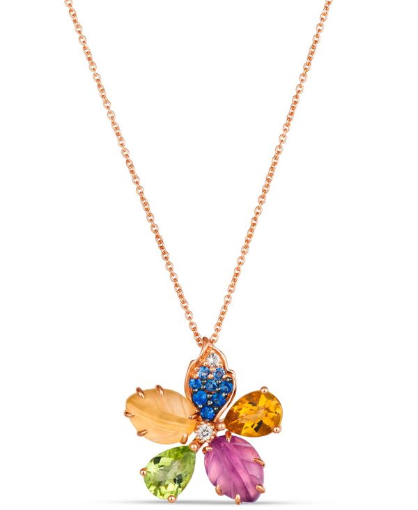 yz  @ fB[X lbNXE`[J[Ey_ggbv ANZT[ Ombr&eacute;&reg; Multi-Gemstone (2-7/8 ct. t.w.) & Diamond Accent Flower Pendant Necklace in 14k Rose Gold 18