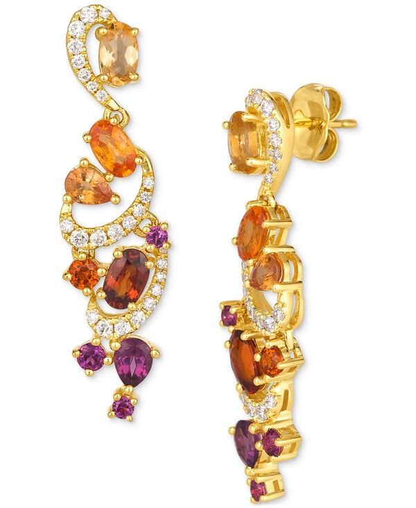 【送料無料】 ル ヴァン レディース ピアス・イヤリング アクセサリー Multi-Gemstone (2-1/2 ct. t.w.) & Vanilla Diamond (1/4 ct. t.w.) Swirl Drop Earrings in 14k Gold No Color
