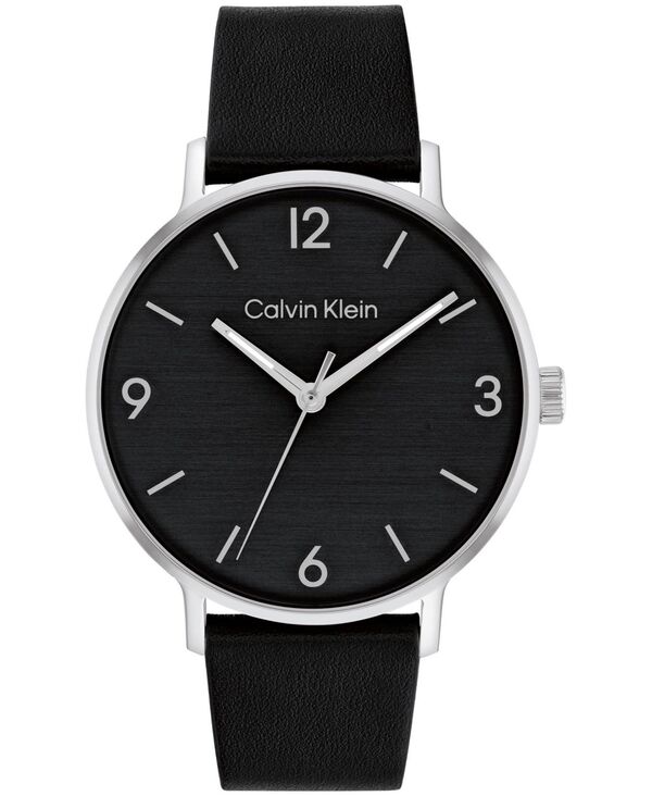 カルバンクライン 腕時計（メンズ） 【送料無料】 カルバンクライン メンズ 腕時計 アクセサリー Men's Modern Black Leather Watch 42mm Black