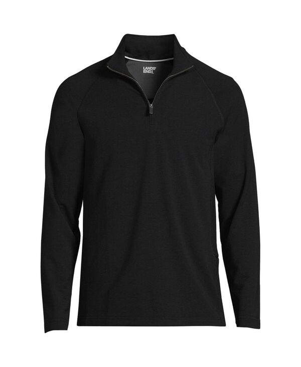 【送料無料】 ランズエンド メンズ シャツ トップス Men 039 s Long Sleeve Raglan Social Active Quarter Zip Black