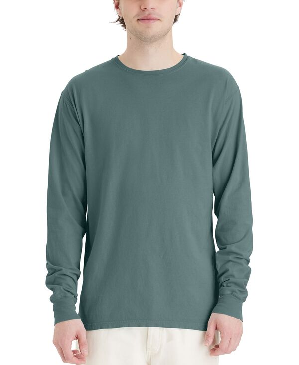 【送料無料】 ヘインズ メンズ Tシャツ トップス Unisex Garment Dyed Long Sleeve Cotton T-Shirt Green