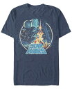 【送料無料】 フィフスサン メンズ Tシャツ トップス Men's Star Wars Group Victory Scene Retro Poster Short Sleeve T-shirt Navy