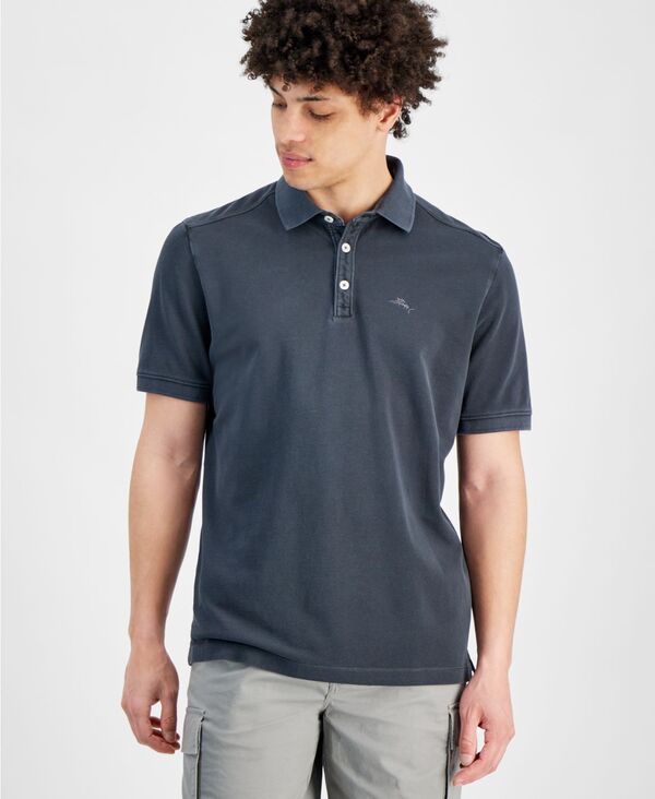 【送料無料】 トッミーバハマ メンズ ポロシャツ トップス Men's Lookout Washed Solid Short-Sleeve Polo Shirt Coal