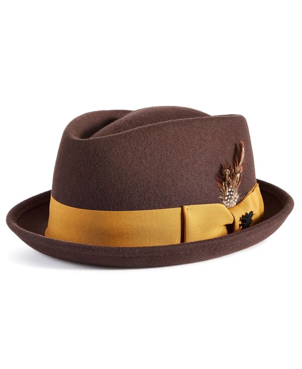 ̵ ƥॹ  ˹ ꡼ Men's Diamond-Crown Wool Pork Pie Hat B...