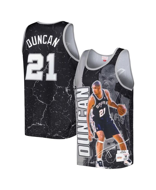 【送料無料】 ミッチェル&ネス メンズ タンクトップ トップス Men's Tim Duncan Black San Antonio Spurs Hardwood Classics Player Burst Tank Top Black