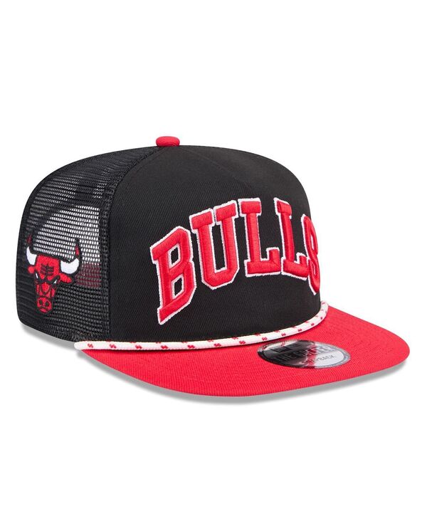 【送料無料】 ニューエラ メンズ 帽子 アクセサリー Men's Black/Red Chicago Bulls Throwback Team Arch Golfer Snapback Hat Black Red